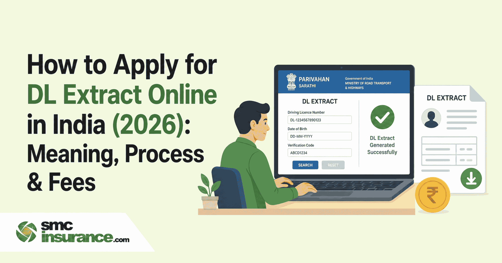 How to Apply for DL Extract Online in India (2026): Meaning, Process & Fees
